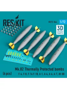   Reskit - Mk.82 thermally protected bombs (6 pcs) (F-4 F-8 F-14 F-18 A-1 A-4 A-6 A-7 AV-8B) (3D Printed)