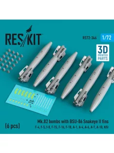   Reskit - Mk.82 bombs with BSU-86 Snakeye II fins (6 pcs) (F-4, F-5, F-8, F-15, F-16, F-18, A-1, A-4, A-6, A-7, A-10, Kfir) (3D Printed)