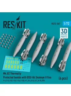   Reskit - Mk.82 bombs with BSU-86 Snakeye II fins (6 pcs) (F-4, F-5, F-8, F-15, F-16, F-18, A-1, A-4, A-6, A-7, A-10, Kfir) (3D Printed)