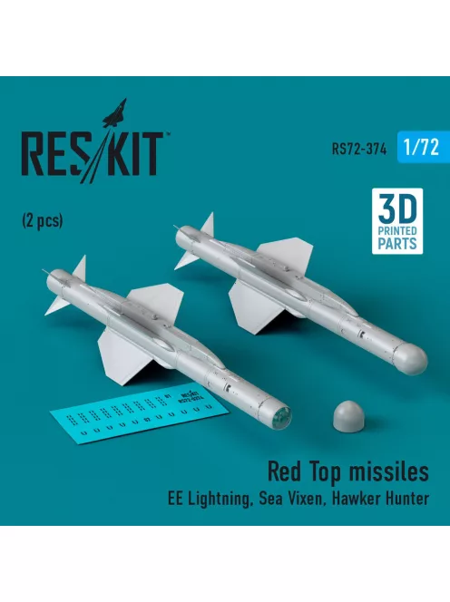 Reskit - Red Top missiles (2 pcs) (EE Lightning Sea Vixen Hawker Hunter) (3D Printed)