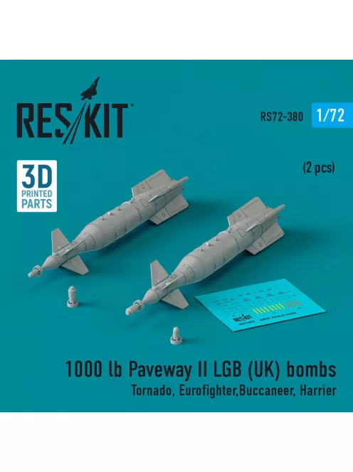 Reskit - 1000 lb Paveway II LGB (UK) bombs (2 pcs) (Tornado, Eurofighter,Buccaneer, Harrier) (3D Printed)