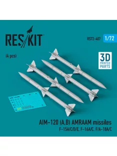   Reskit - AIM-120 (A,B) AMRAAM missiles (4 pcs) (F-15A/C/D/E, F-16A/C, F/A-18A/C) (3D Printed)