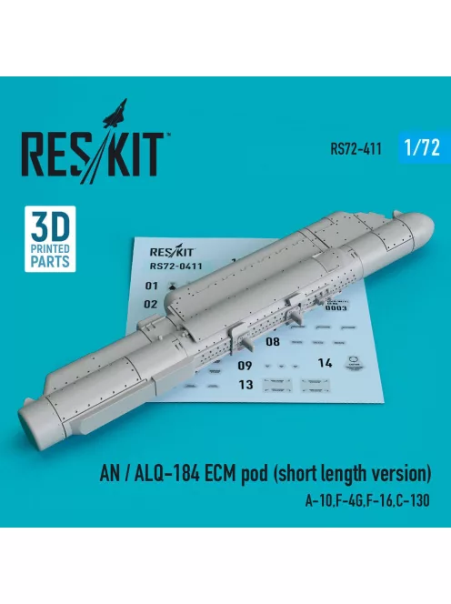 Reskit - AN / ALQ-184 ECM pod (short length version) (A-10,F-4G,F-16,C-130) (3D Printed)