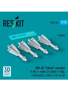   Reskit - AIM-4D Falcon missiles (4 pcs) (F-89J, F-101B/F, CF-101B/F, F-102A, F-4(C,D,E,EJ), J-35F/J, J-37, AJ-37) (3D Printed)