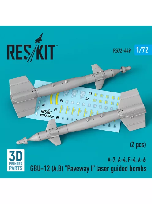 Reskit - GBU-12 (A,B) Paveway I laser guided bombs (2 pcs) (A-7, A-4, F-4, A-6) (3D Printed)