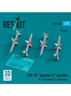   Reskit - AIM-7E Sparrow III missiles (4 pcs) (F-4 Phantom II, F-3H Demon) (3D Printed)