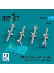   Reskit - AIM-7M Sparrow III missiles (4 pcs) (F-4, F-5, F-15, F-16, F-14, F/A-18) (3D Printed)