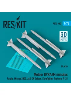  Reskit - Meteor BVRAAM missiles (4 pcs) (Rafale Mirage 2000 JAS-39 Gripen Eurofighter Typhoon F-35) (3D Printed)