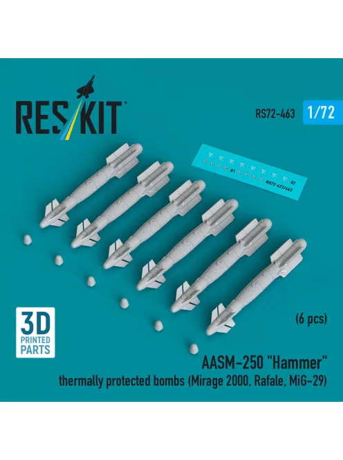 Reskit - AASM-250 Hammer thermally protected bombs (6 pcs) (Mirage 2000 Rafale MiG-29) (3D Printed)