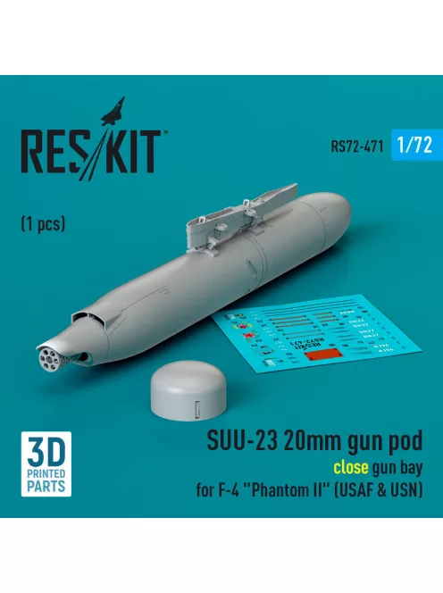 Reskit - SUU-23 20mm gun pod (close gun bay) for F-4 Phantom II (USAF) (1 pcs) (3D Printed)