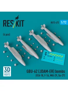   Reskit - GBU-62 (JDAM-ER) bombs (4 pcs) (F/A-18 F-16 MiG-29 Su-27) (3D Printed)