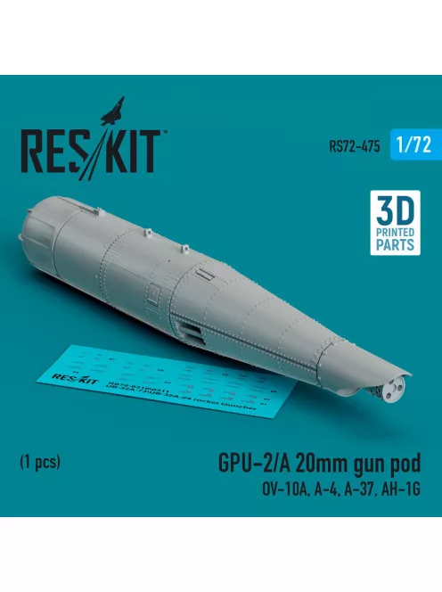 Reskit - GPU-2/A 20mm gun pod (1 pcs) (OV-10A A-4 A-37 AH-1G) (3D Printed)