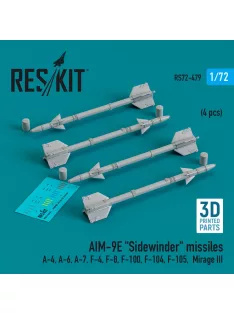   Reskit - AIM-9E Sidewinder missiles (4 pcs) (A-4, A-6, A-7, F-4, F-8, F-100, F-104, F-105, Mirage III) (3D Printed)