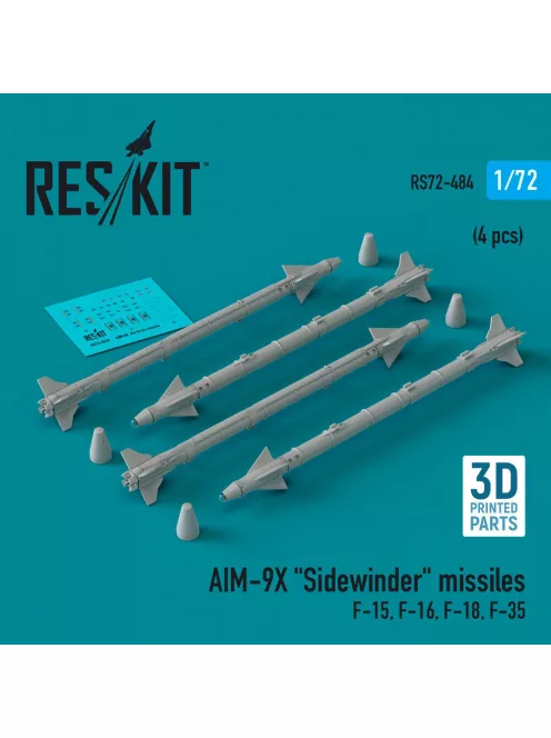 Reskit - AIM-9X Sidewinder missiles (4 pcs) (F-15 F-16 F-18 F-35) (3D Printed)