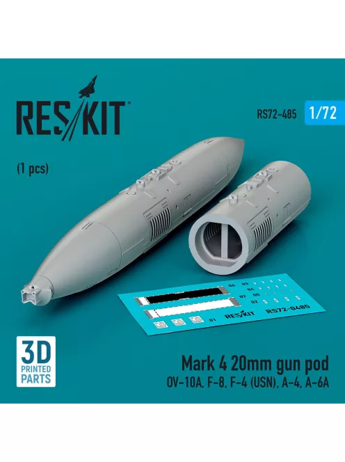 Reskit - Mark 4 20mm gun pod (1 pcs) (OV-10A F-8 F-4 (USN) A-4 A-6A) (3D Printed)