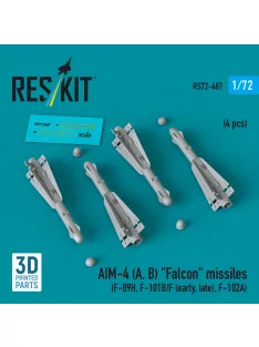   Reskit - AIM-4 (A B) Falcon missiles (4 pcs) (F-89H F-101B/F (early late) F-102A) (3D Printed)