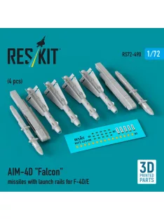   Reskit - AIM-4D Falcon missiles with launch rails for F-4D/E (4 pcs) (3D Printed)