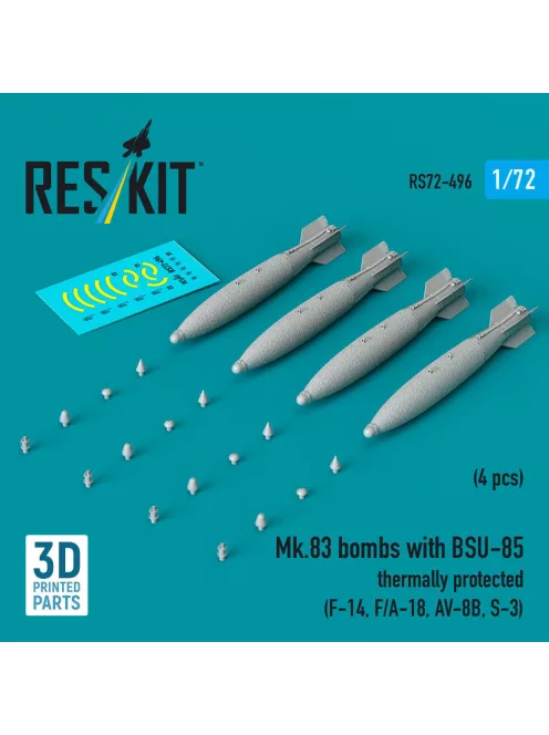 Reskit - Mk.83 bombs with BSU-85 thermally protected (4 pcs) (F-14 F/A-18 AV-8B S-3) (3D printed)