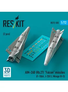   Reskit - AIM-26B (Rb.27) Falcon missiles (2 pcs) (F-106A, J-35F/J, Mirage III-S) (3D Printed)