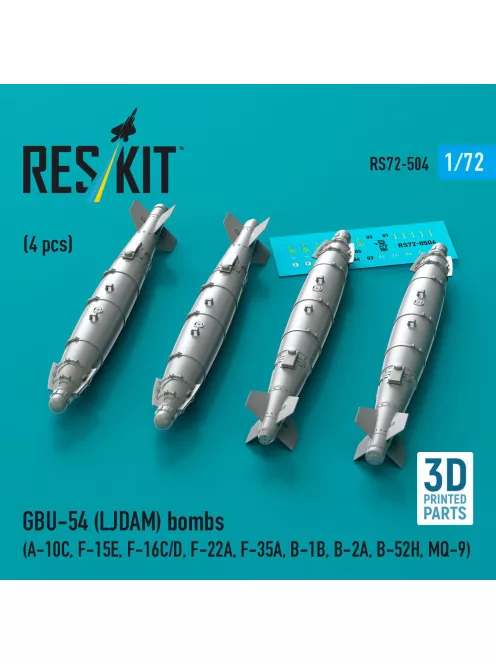 Reskit - GBU-54 (LJDAM) bombs (4 pcs) (A-10C F-15E F-16C/D F-22A F-35A B-1B B-2A B-52H MQ-9) (3D Printed)