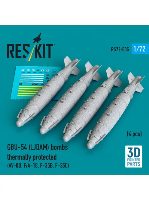 Reskit - GBU-54 (LJDAM) bombs thermally protected (4 pcs) (AV-8B F/A-18A-F F-35B F-35C) (3D Printed)