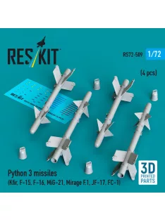   Reskit - Python 3 missiles (4 pcs) (Kfir F-15 F-16 MiG-21 Mirage F.1 JF-17 FC-1) (3D Printed)