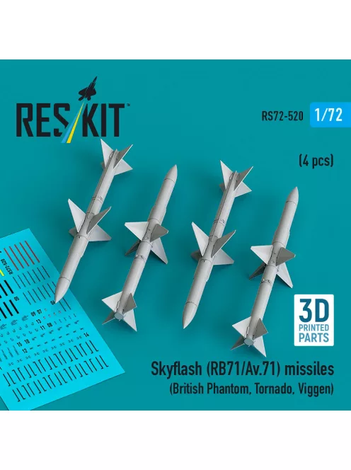 Reskit - Skyflash (RB71/Av.71) missiles (4 pcs) (British Phantom Tornado Viggen) (3D Printed)