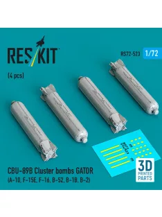   Reskit - CBU-89B cluster bombs GATOR (4 pcs) (A-10 F-15E F-16 B-52 B-1B B-2) (3D Printed)