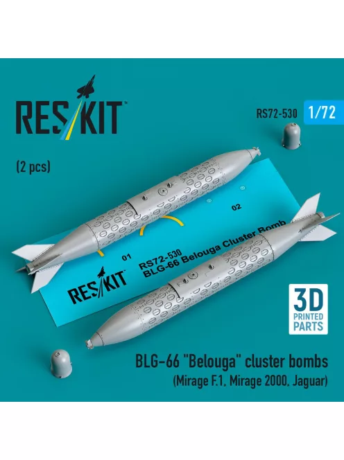 Reskit - BLG-66 Belouga cluster bombs (2 pcs) (Mirage F.1 Mirage 2000 Jaguar) (3D Printed)