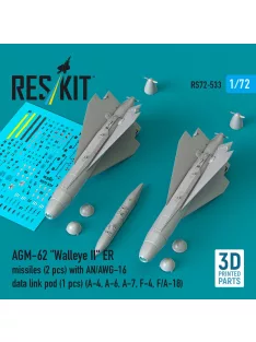   Reskit - AGM-62 Walleye II ER missiles (2 pcs) with AN/AWG-16 data link pod (1 pcs) (A-4 A-6 A-7 F-4 F/A-18) (3D Printed)