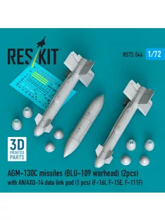   Reskit - AGM-130C missiles (BLU-109 warhead) (2 pcs) with AN/AXQ-14 data link pod (1 pcs) (F-16I F-15E F-111F) (3D Printed)