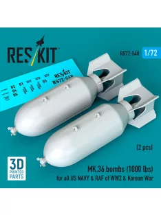   Reskit - MK.36 bombs (1000 lbs) for all US NAVY & RAF of WW2 & Korean War (2 pcs) (3D Printed)