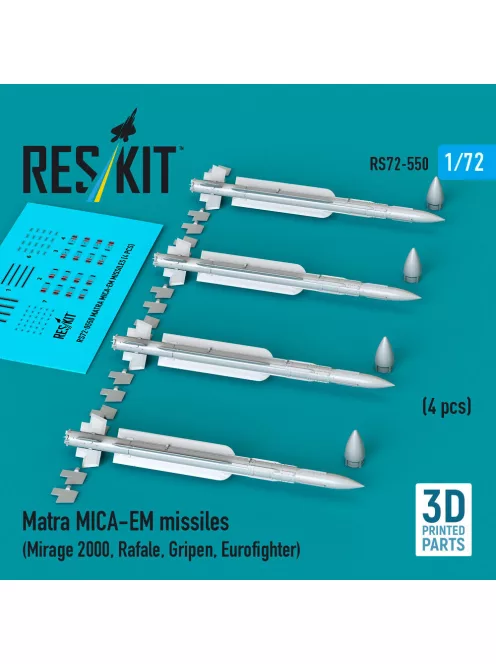 Reskit - Matra MICA-EM missiles (4 pcs) (Mirage 2000, Rafale, Gripen, Eurofighter) (3D Printed)