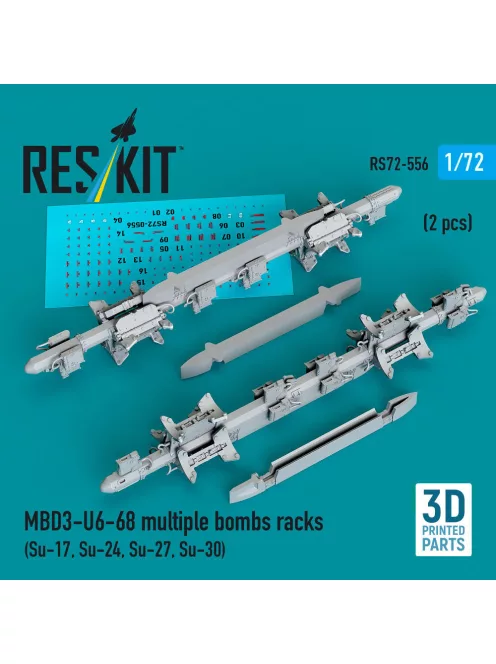 Reskit - MBD3-U6-68 multiple bombs racks (2 pcs) (Su-17 Su-24 Su-27 Su-30) (3D Printed)