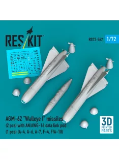   Reskit - AGM-62 Walleye I missiles (2 pcs) with AN/AWG-16 data link pod (1 pcs) (A-4 A-6 A-7 F-4 F/A-18) (3D Printed)