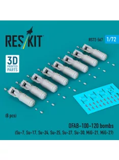   Reskit - OFAB-100-120 bombs (8 pcs) (Su-7, Su-17, Su-24, Su-25, Su-27, Su-30, MiG-21, MiG-27) (3D Printed)