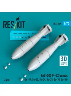   Reskit - FAB-500 M-62 bombs (2 pcs) (Su-17 Su-22 Su-24 Su-25 Su-30 Su-34) (3D Printed)