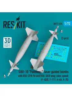   Reskit - GBU-10 Paveway I laser guided bombs with BSU-37/B fin and BSU-3A/B wing (slow speed) (2 pcs) (F-4D/E, F-111, A-6A, A-7E) (3D Printed)