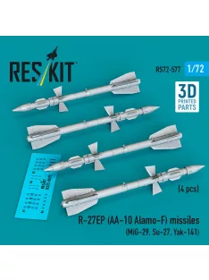   Reskit - R-27EP (AA-10 Alamo-F) missiles (4 pcs) (MiG-29 Su-27 Yak-141) (3D Printed)