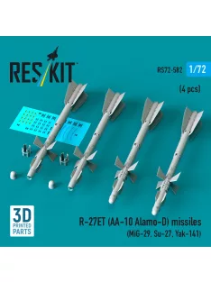   Reskit - R-27ET (AA-10 Alamo-D) missiles (4 pcs) (MiG-29 Su-27 Yak-141) (3D Printed)