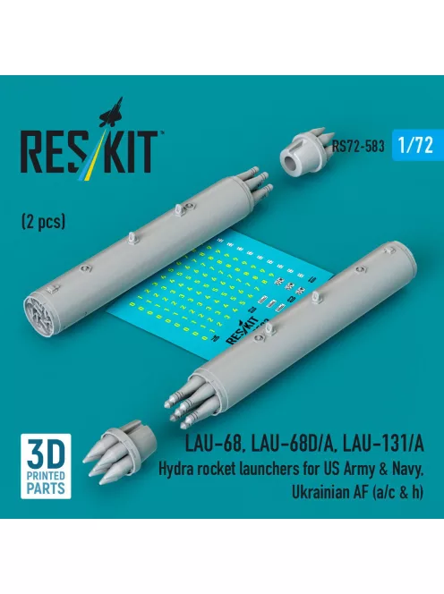 Reskit - LAU-68 LAU-68D/A LAU-131/A Hydra rocket launchers for US Army & Navy Ukrainian AF (a/c & h) (2 pcs) (3D Printed)