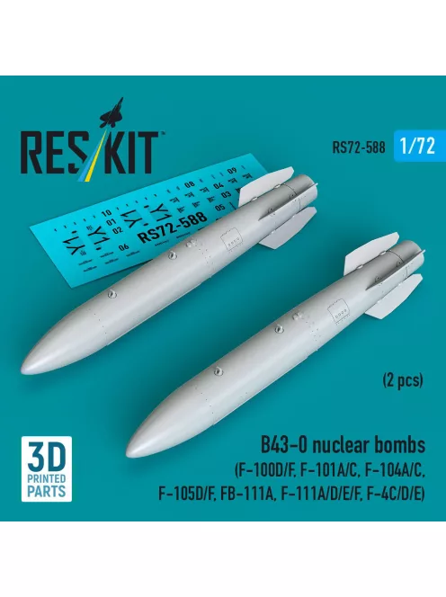 Reskit - B43-0 nuclear bombs (2 pcs) (F-100D/F F-101A/C F-104A/C F-105D/F FB-111A F-111A/E/D/F F-4C/D/E) (3D Printed)