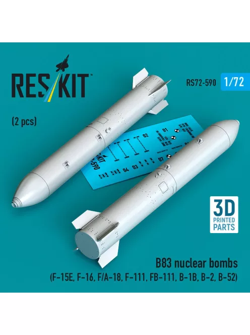 Reskit - B83 nuclear bombs (2 pcs) (F-15E F-16 F/A-18 F-111 FB-111 B-1B B-2 B-52) (3D Printed)