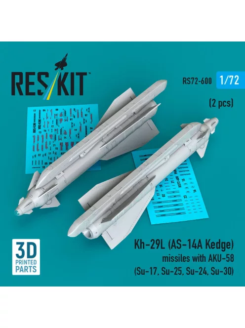 Reskit - Kh-29L (AS-14A Kedge) missiles with AKU-58 (2 pcs) (Su-17 Su-25,Su-24 Su-30) (3D Printed)