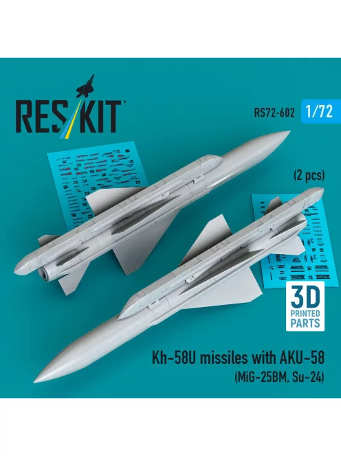 Reskit - Kh-58U missiles with AKU-58 (2 pcs) (MiG-25BM Su-24) (3D Printed)