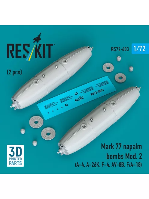 Reskit - Mark 77 napalm bombs Mod. 2 (2pcs) (A-4 A-26K F-4 AV-8B F/A-18) (3D Printed)