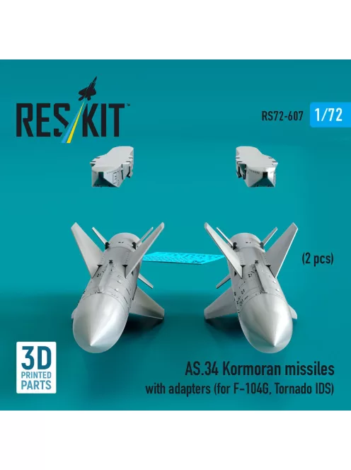 Reskit - AS.34 Kormoran missiles with adapters (2 pcs) (for F-104G Tornado IDS) (3D Printed)