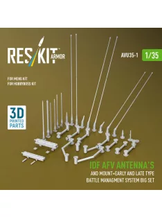   Reskit - IDF AFV antenna's and mount+early and late type battle managment system big set (3D Printed)