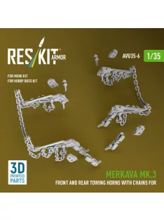   Reskit - Merkava Mk.3 front and rear towing horns with chains for Meng/Hobby Boss kit (3D Printed)