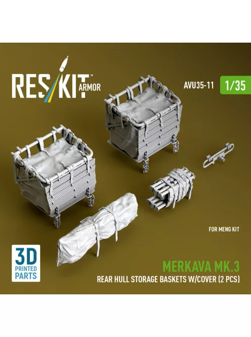 Reskit - Merkava Mk.3 rear hull storage baskets w/cover (2 pcs) for Meng kit (3D Printed)